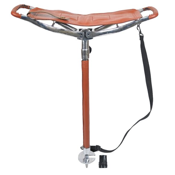 Best Walking Stick With Portable Leather Folding Seat Brown Venator Stool NEW - Picture 12 of 14